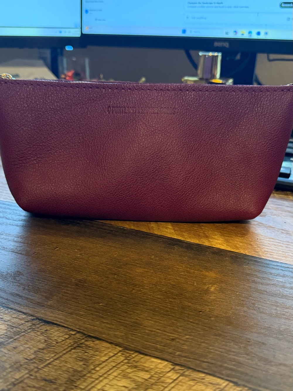 Portland Leather Pebbled Cosmetic Pouch NEW & never used.